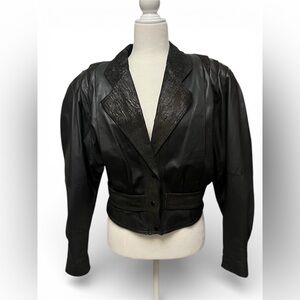 Vintage 90’s Nipped Waist Detailed Leather Jacket